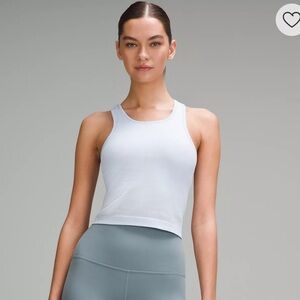Lululemon Ebb to Street Cropped Racerback Tank Top - off white/blue size 8